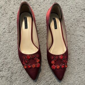 Elegant Burgundy Embellished Heels by Erin Junior